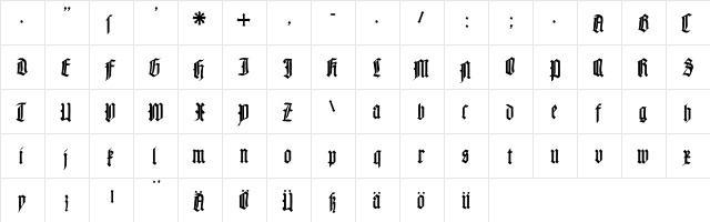 MouseLiturgicSketches Regular  glyph index
