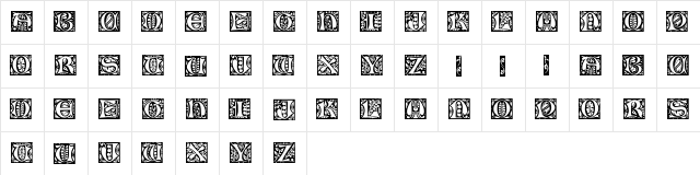 GloucesterInitials Regular  glyph index