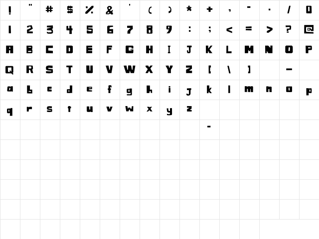 Henry Blocks Regular  glyph index