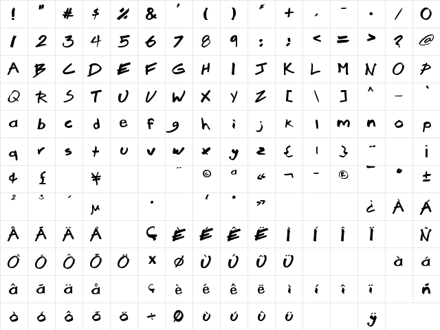 Brook 23 Regular  glyph index