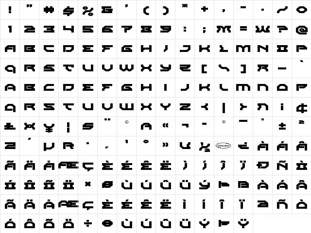 Xeno-Demon Expanded Expanded  glyph index