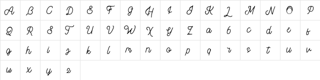 Brothen Script Regular  glyph index