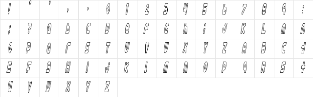 Astro 869 Regular  glyph index