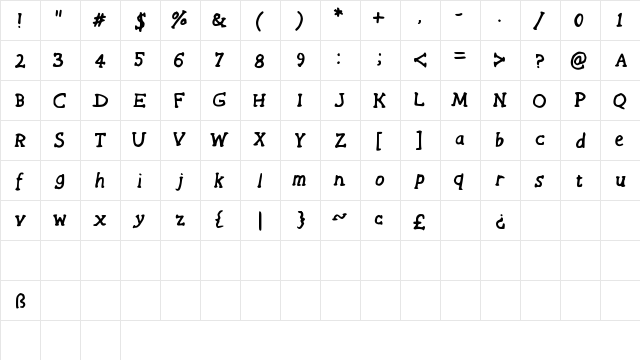 HandyWesternSerif Medium  glyph index