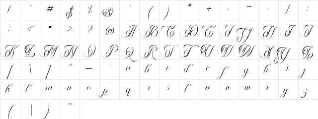 Marlina Regular  glyph index
