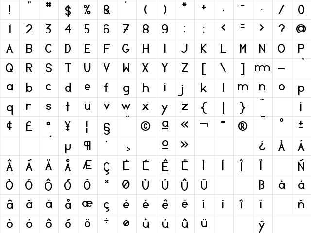 MR. PHONE 1  glyph index