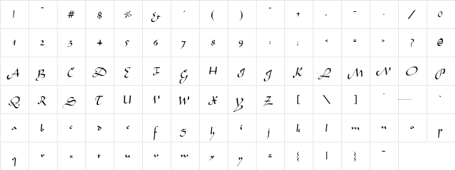Severn Regular Bold Bold  glyph index