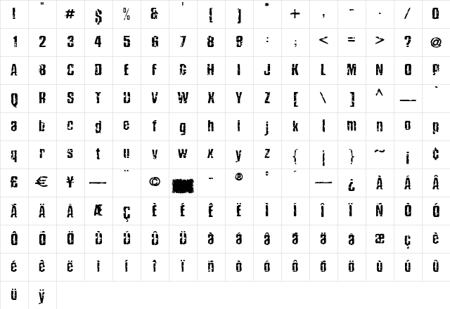 Damage Medium  glyph index