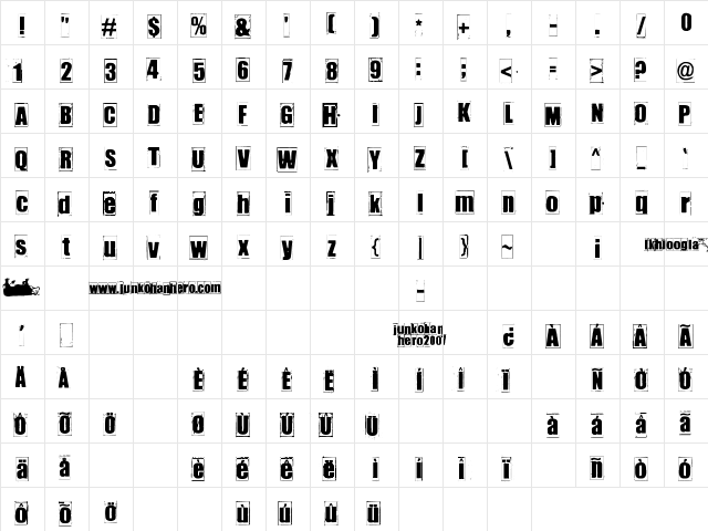IKHIOOGLAonezero Regular  glyph index