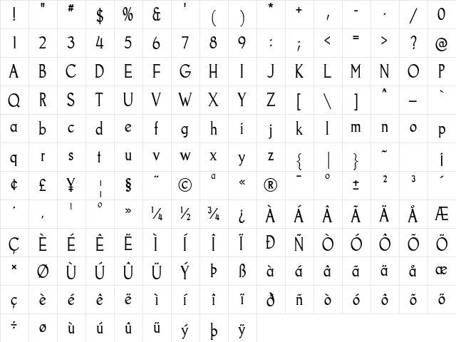 Goodfish Regular  glyph index