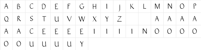 VERSALIS INK Regular  glyph index