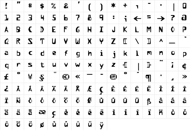 F2FOCRAlexczyk LT Std Regular Regular  glyph index
