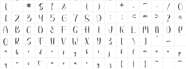 Valentine Soul - Personal Use Regular  glyph index