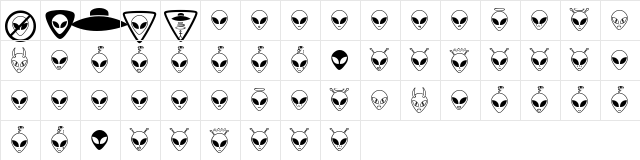 Aliencons TFB Regular  glyph index