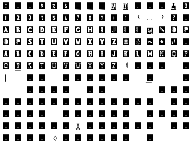 Boots 3 Regular  glyph index