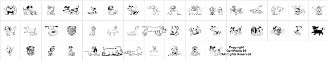 Doggon Regular  glyph index