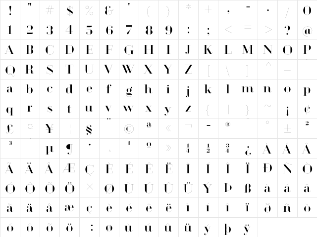 Geotica One Regular  glyph index