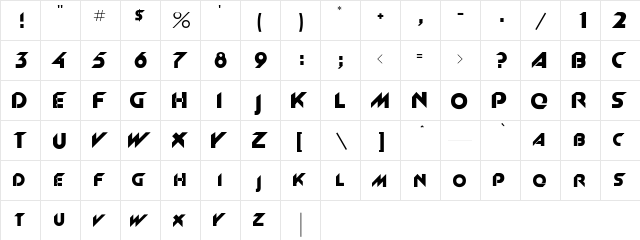 Redcarlson Regular  glyph index
