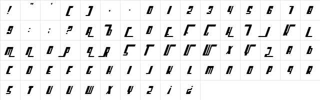 Cosmic Age BoldItalic  glyph index
