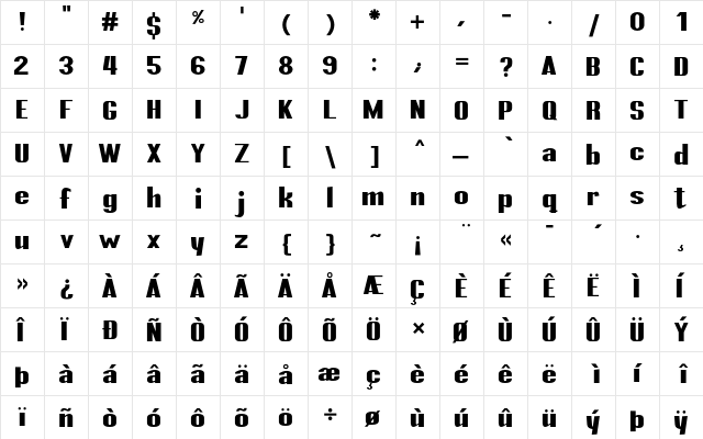 prazo Regular  glyph index