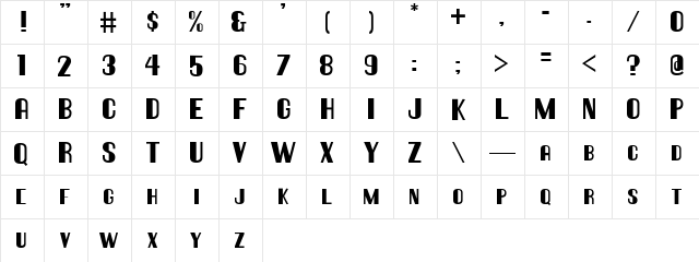 Hallandale Deco Bold SC JL Regular  glyph index