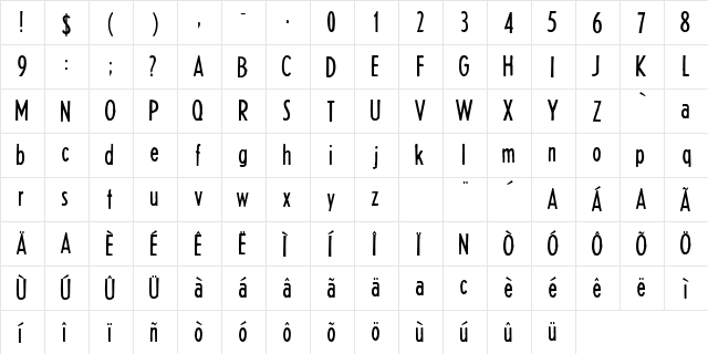 Headline Two HPLHS  glyph index