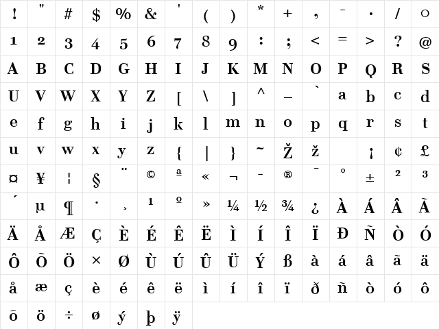 Cellini-Bold Regular  glyph index