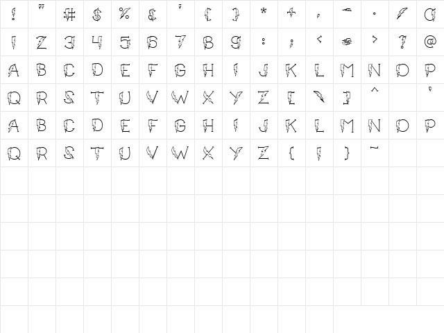 LD Lightning Regular  glyph index