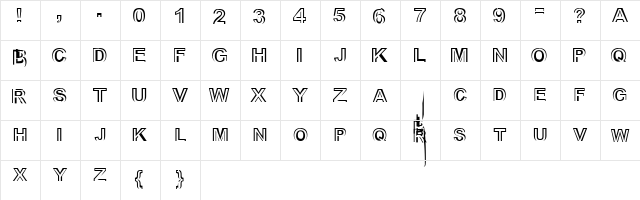 Mongrel Regular  glyph index