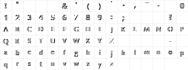 Uv Man Regular  glyph index