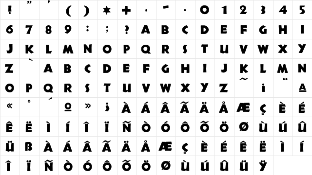 Neuland Solid  glyph index
