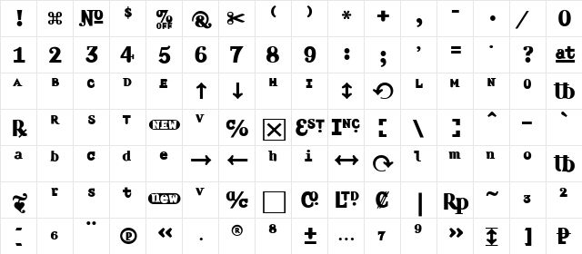 Amplifier Bold  glyph index