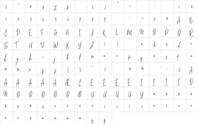 Stamford Bridge Regular  glyph index