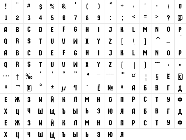 a_MachinaOrtoRg&Bt Normal  glyph index