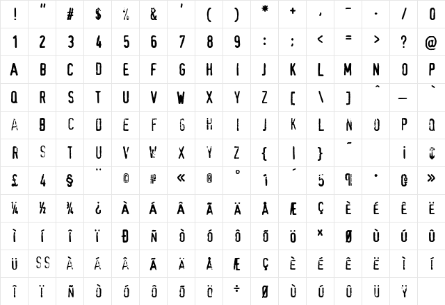 Hootie! Hootie!  glyph index