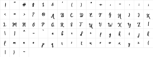 Handley Regular  glyph index