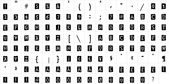 DigiWdctBlk ITC Black  glyph index