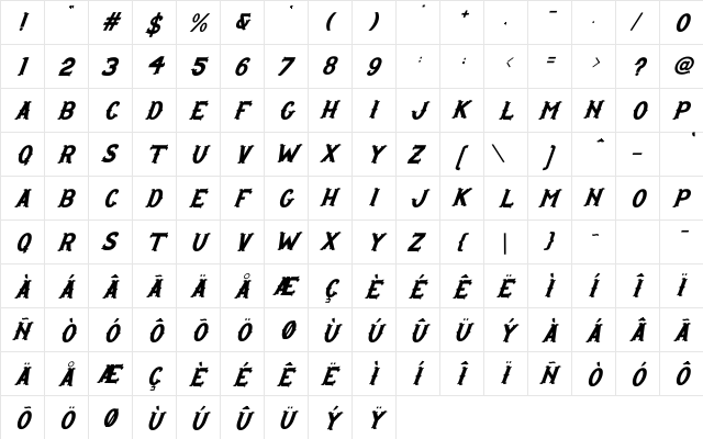 West Thistle Italic Regular  glyph index