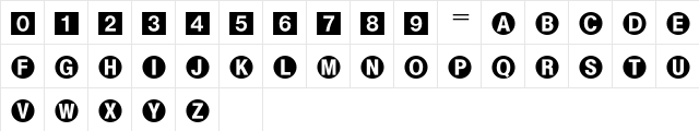 Bundesbahn Pi Std 1  glyph index