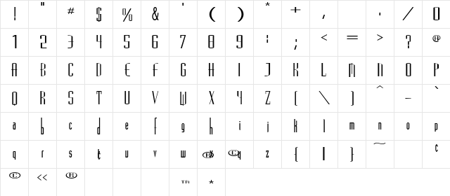 VascoSSK Bold  glyph index