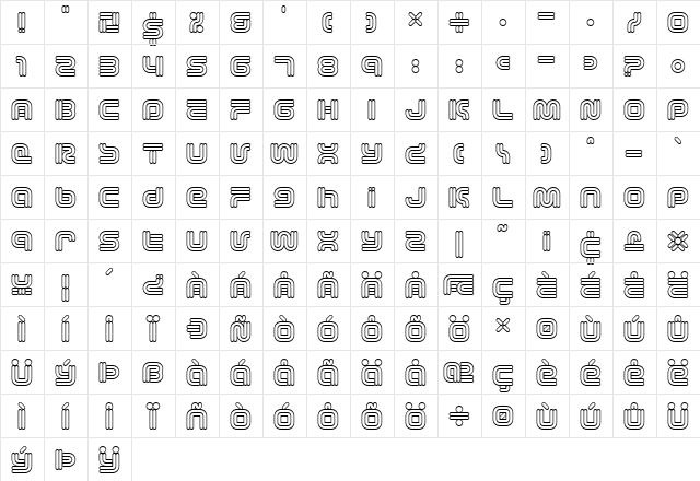Vectroid Astro Regular  glyph index