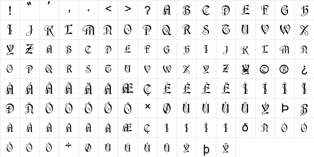 FZ SCRIPT 14 Normal  glyph index