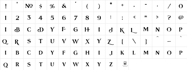 LHF Lakeside Country 2 Regular  glyph index