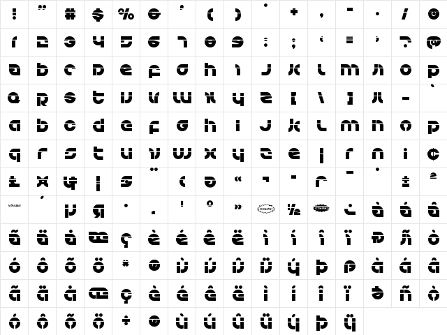 Kovacs Laser Regular  glyph index
