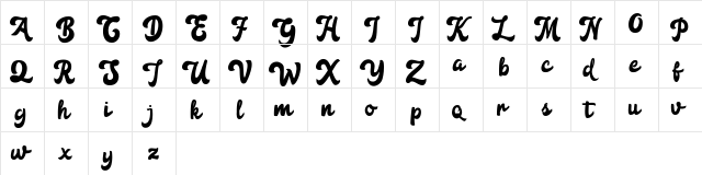 Anggada FREE Regular  glyph index