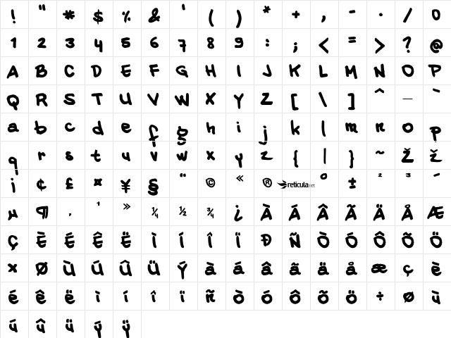 20 CENTS MARKER Bold  glyph index