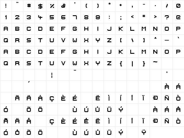 Ignis et Glacies Extra Sharp Bold  glyph index