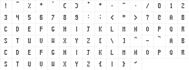 Digital Dot Roadsign Regular  glyph index