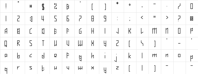 Whisperer Regular  glyph index