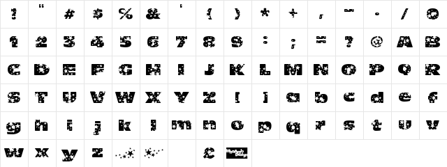 OhMyGodStars Regular  glyph index